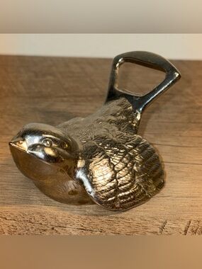 Vintage Bird Bottle & Screw Cap Opener Metal Bird Collectible 4”